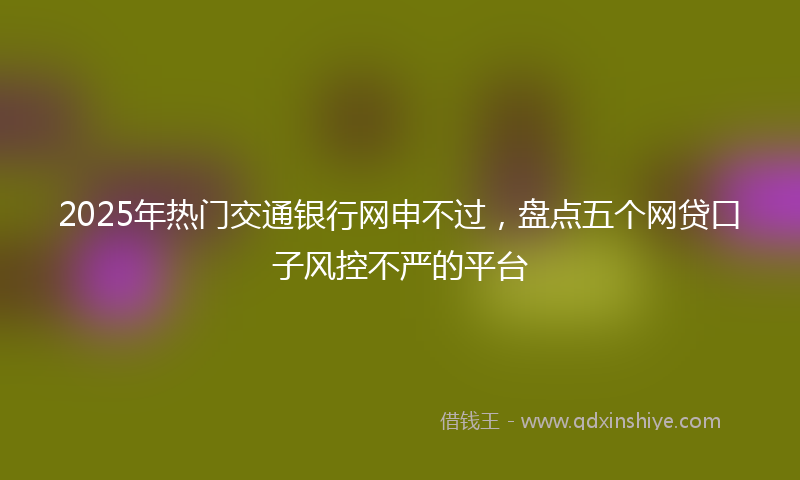 2025年热门交通银行网申不过，盘点五个网贷口子风控不严的平台