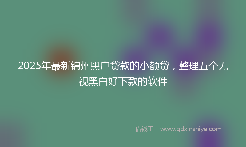 2025年最新锦州黑户贷款的小额贷,整理五个无视黑白好下款的软件
