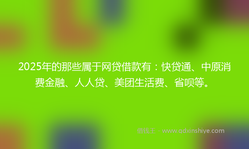 2025年的那些属于网贷借款有：快贷通、中原消费金融、人人贷、美团生活费、省呗等。