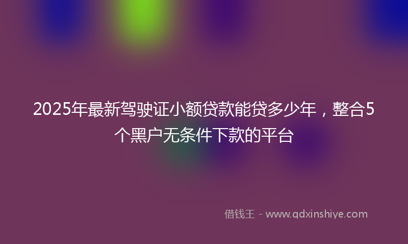 2025年最新驾驶证小额贷款能贷多少年，整合5个黑户无条件下款的平台