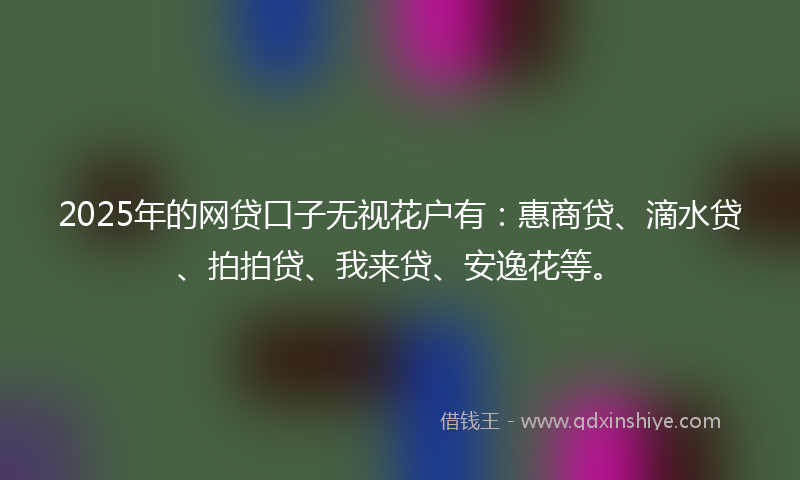 2025年的网贷口子无视花户有：惠商贷、滴水贷、拍拍贷、我来贷、安逸花等。