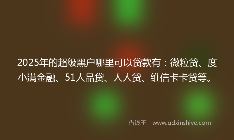 2025年的超级黑户哪里可以贷款有：微粒贷、度小满金融、51人品贷、人人贷、维信卡卡贷等。
