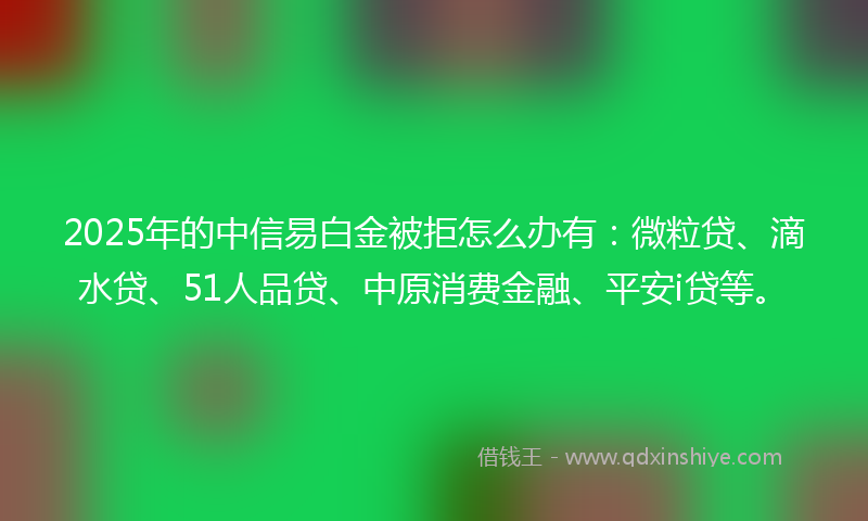 2025年的中信易白金被拒怎么办有：微粒贷、滴水贷、51人品贷、中原消费金融、平安i贷等。