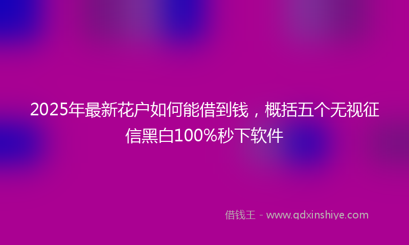 2025年最新花户如何能借到钱，概括五个无视征信黑白100%秒下软件