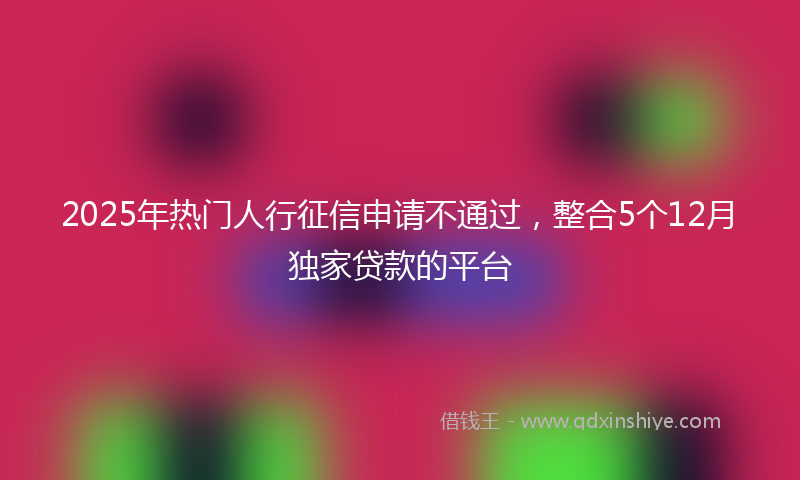 2025年热门人行征信申请不通过，整合5个12月独家贷款的平台