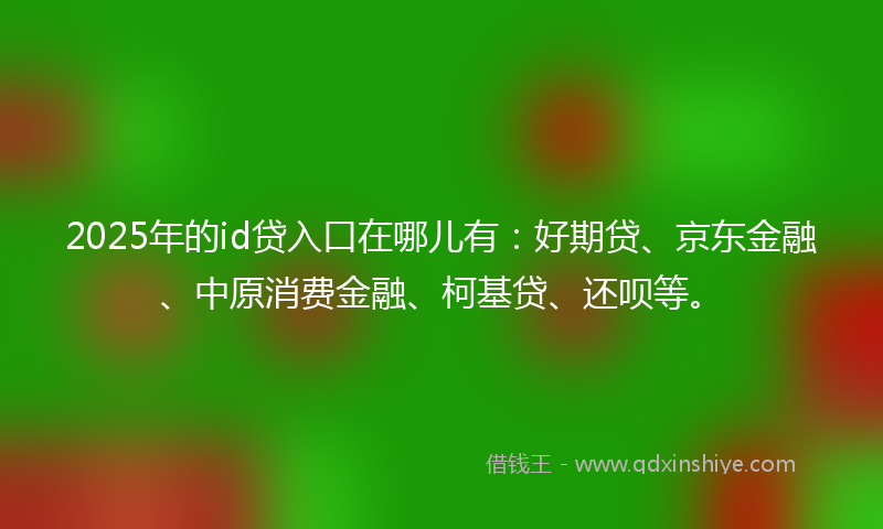 2025年的id贷入口在哪儿有：好期贷、京东金融、中原消费金融、柯基贷、还呗等。