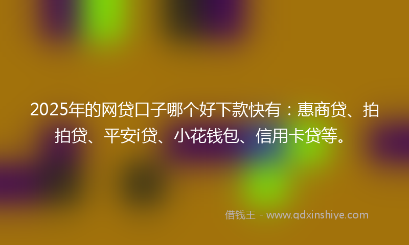 2025年的网贷口子哪个好下款快有：惠商贷、拍拍贷、平安i贷、小花钱包、信用卡贷等。