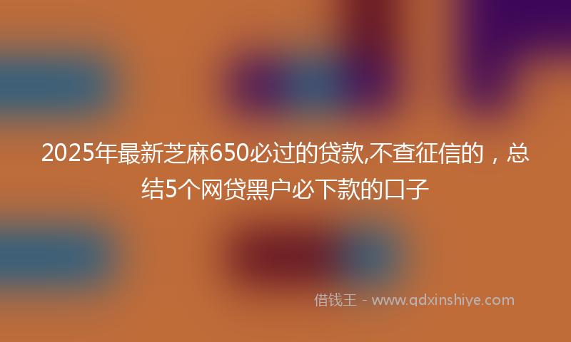 2025年最新芝麻650必过的贷款,不查征信的，总结5个网贷黑户必下款的口子