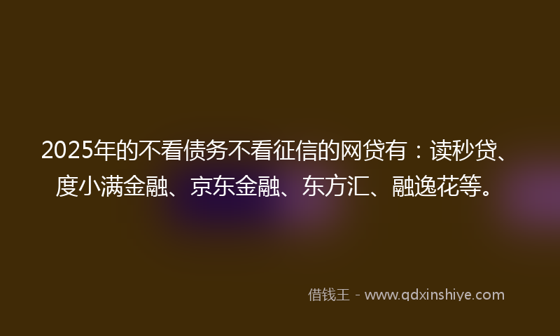 2025年的不看债务不看征信的网贷有：读秒贷、度小满金融、京东金融、东方汇、融逸花等。