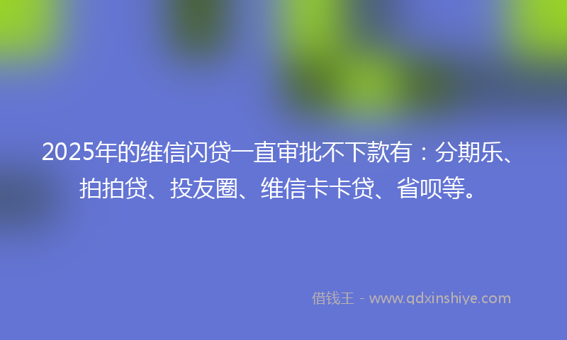 2025年的维信闪贷一直审批不下款有：分期乐、拍拍贷、投友圈、维信卡卡贷、省呗等。