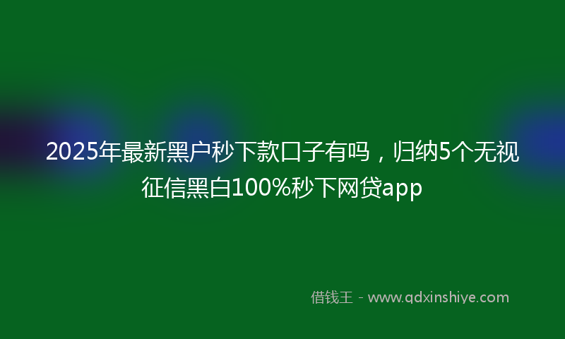 2025年最新黑户秒下款口子有吗，归纳5个无视征信黑白100%秒下网贷app