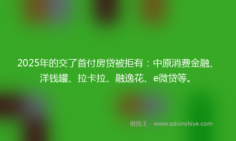 2025年的交了首付房贷被拒有：中原消费金融、洋钱罐、拉卡拉、融逸花、e微贷等。