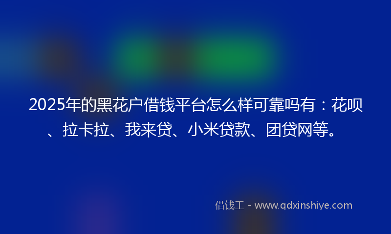 2025年的黑花户借钱平台怎么样可靠吗有：花呗、拉卡拉、我来贷、小米贷款、团贷网等。