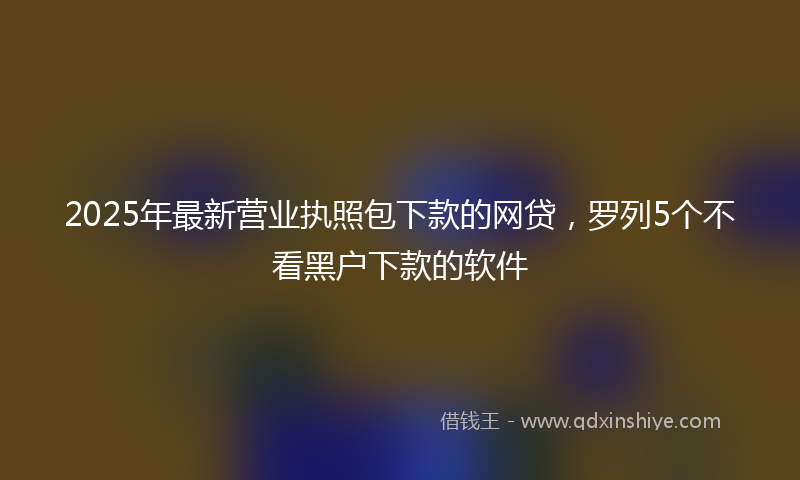 2025年最新营业执照包下款的网贷，罗列5个不看黑户下款的软件