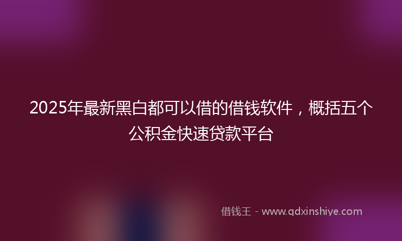 2025年最新黑白都可以借的借钱软件，概括五个公积金快速贷款平台