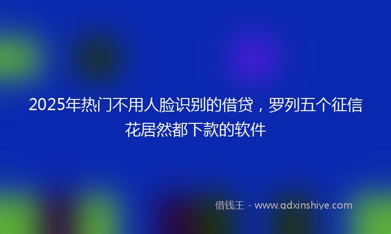 2025年热门不用人脸识别的借贷，罗列五个征信花居然都下款的软件