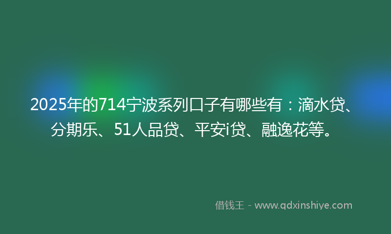 2025年的714宁波系列口子有哪些有：滴水贷、分期乐、51人品贷、平安i贷、融逸花等。