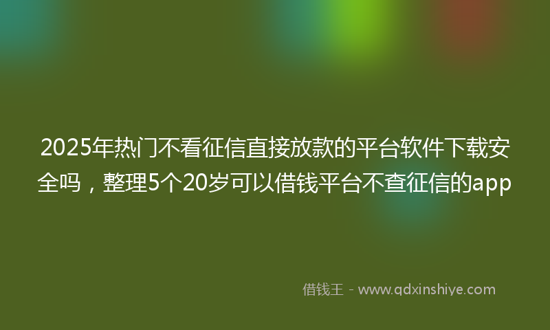 2025年热门不看征信直接放款的平台软件下载安全吗，整理5个20岁可以借钱平台不查征信的app