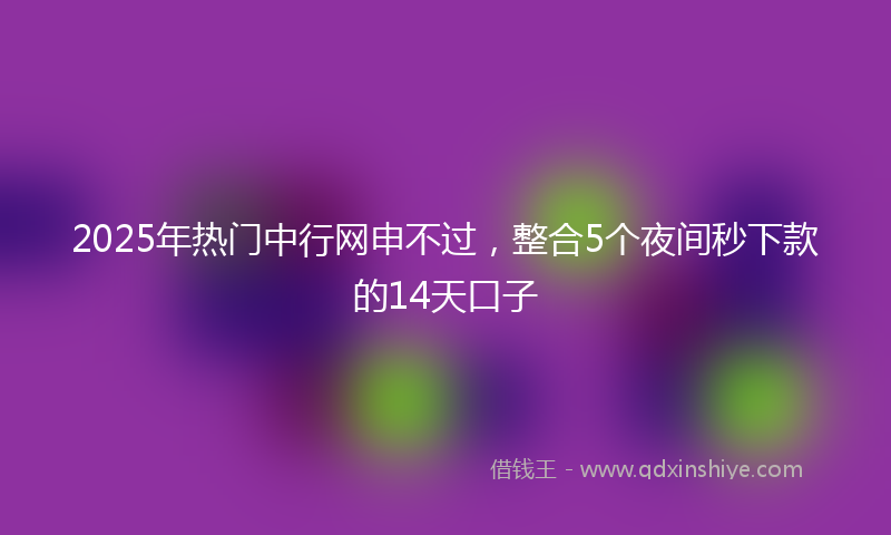 2025年热门中行网申不过，整合5个夜间秒下款的14天口子