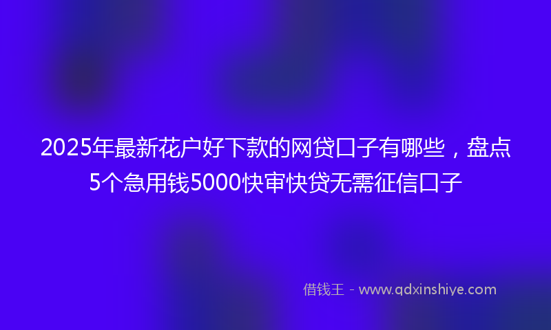 2025年最新花户好下款的网贷口子有哪些，盘点5个急用钱5000快审快贷无需征信口子