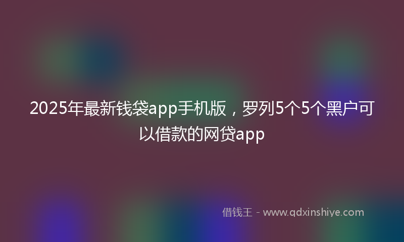 2025年最新钱袋app手机版，罗列5个5个黑户可以借款的网贷app