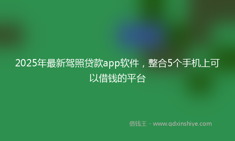 2025年最新驾照贷款app软件，整合5个手机上可以借钱的平台