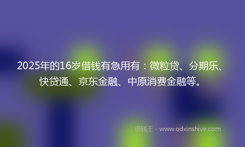 2025年的16岁借钱有急用有：微粒贷、分期乐、快贷通、京东金融、中原消费金融等。