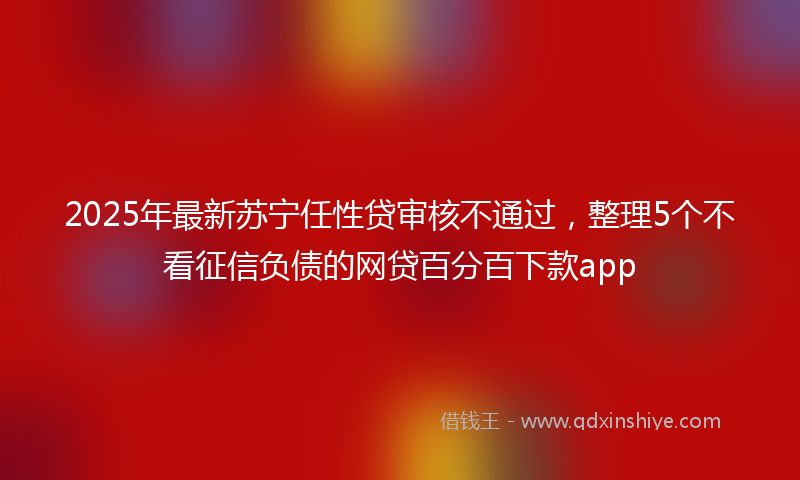 2025年最新苏宁任性贷审核不通过，整理5个不看征信负债的网贷百分百下款app