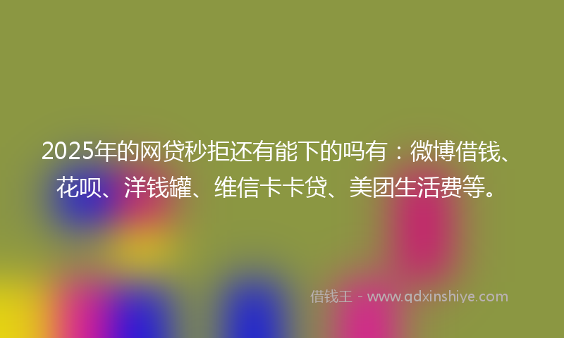 2025年的网贷秒拒还有能下的吗有：微博借钱、花呗、洋钱罐、维信卡卡贷、美团生活费等。