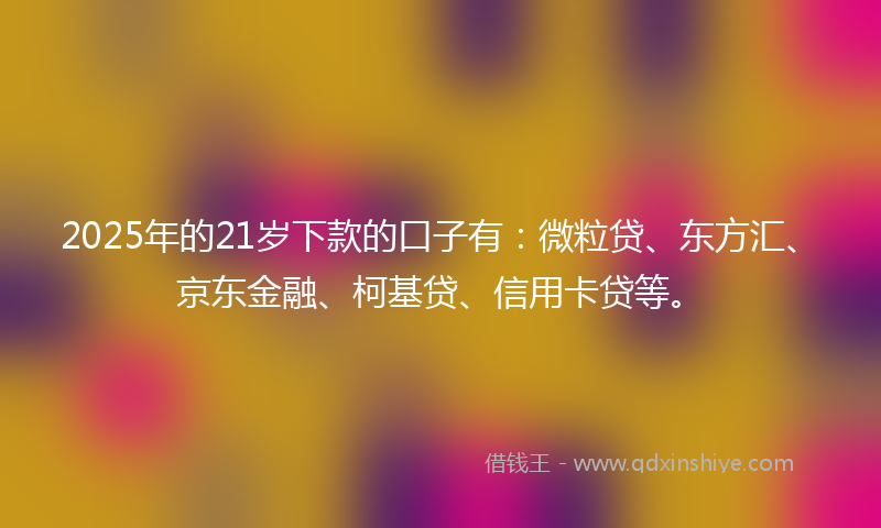2025年的21岁下款的口子有：微粒贷、东方汇、京东金融、柯基贷、信用卡贷等。