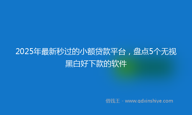 2025年最新秒过的小额贷款平台，盘点5个无视黑白好下款的软件