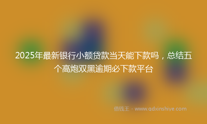 2025年最新银行小额贷款当天能下款吗，总结五个高炮双黑逾期必下款平台