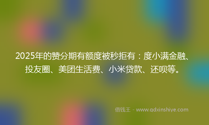 2025年的赞分期有额度被秒拒有：度小满金融、投友圈、美团生活费、小米贷款、还呗等。