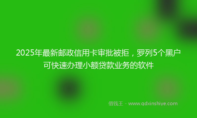 2025年最新邮政信用卡审批被拒，罗列5个黑户可快速办理小额贷款业务的软件