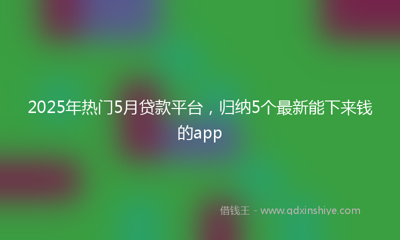 2025年热门5月贷款平台，归纳5个最新能下来钱的app