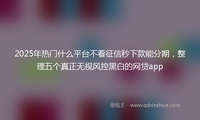 2025年热门什么平台不看征信秒下款能分期，整理五个真正无视风控黑白的网贷app
