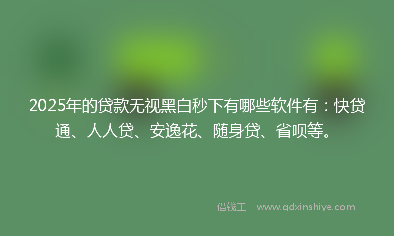 2025年的贷款无视黑白秒下有哪些软件有：快贷通、人人贷、安逸花、随身贷、省呗等。