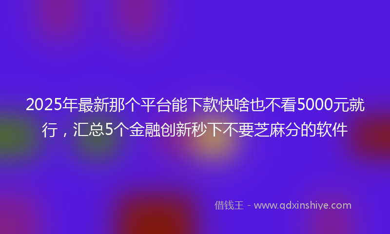2025年最新那个平台能下款快啥也不看5000元就行，汇总5个金融创新秒下不要芝麻分的软件