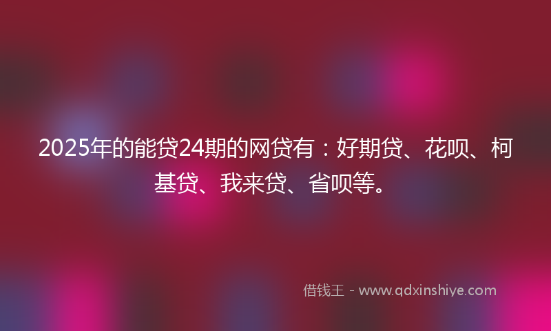 2025年的能贷24期的网贷有：好期贷、花呗、柯基贷、我来贷、省呗等。