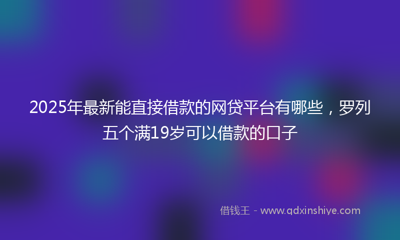 2025年最新能直接借款的网贷平台有哪些，罗列五个满19岁可以借款的口子
