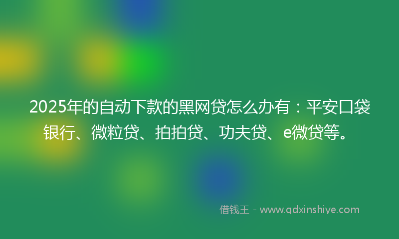 2025年的自动下款的黑网贷怎么办有：平安口袋银行、微粒贷、拍拍贷、功夫贷、e微贷等。