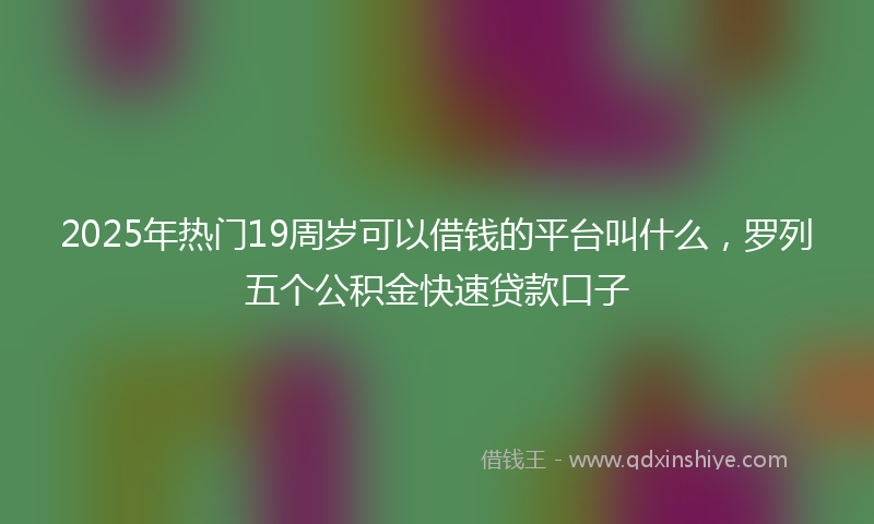2025年热门19周岁可以借钱的平台叫什么，罗列五个公积金快速贷款口子