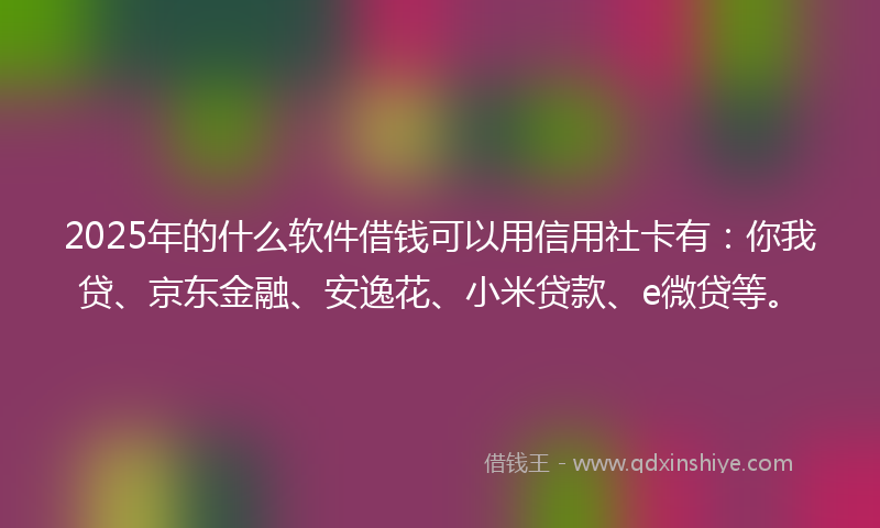 2025年的什么软件借钱可以用信用社卡有：你我贷、京东金融、安逸花、小米贷款、e微贷等。