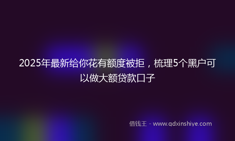 2025年最新给你花有额度被拒，梳理5个黑户可以做大额贷款口子