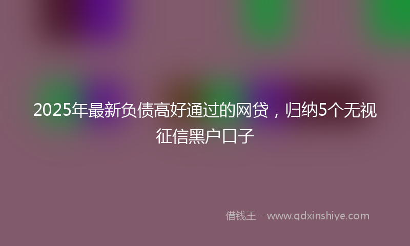 2025年最新负债高好通过的网贷，归纳5个无视征信黑户口子