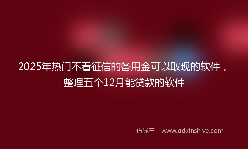 2025年热门不看征信的备用金可以取现的软件，整理五个12月能贷款的软件