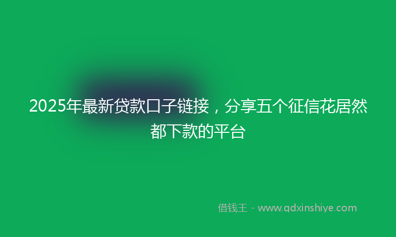 2025年最新贷款口子链接，分享五个征信花居然都下款的平台