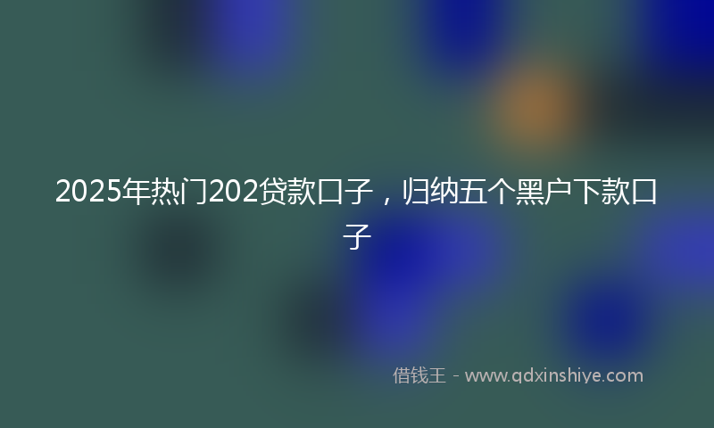 2025年热门202贷款口子，归纳五个黑户下款口子