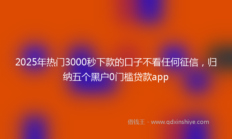 2025年热门3000秒下款的口子不看任何征信，归纳五个黑户0门槛贷款app