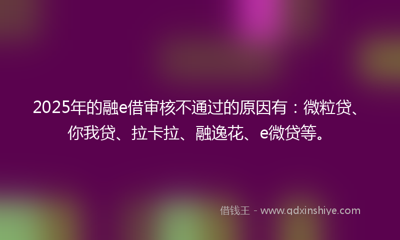 2025年的融e借审核不通过的原因有：微粒贷、你我贷、拉卡拉、融逸花、e微贷等。